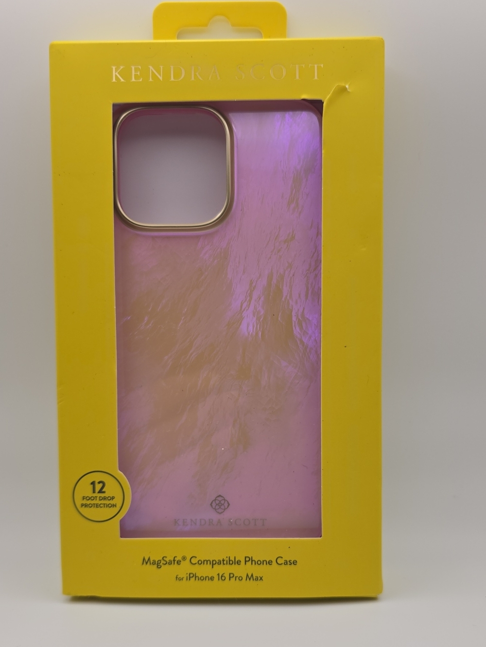 Kendra Scott Iridescent Pink MagSafe iPhone Case with Gold Trim